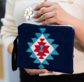 Hanımeli Koleksiyonu – Yıldız Motifli Mini Clutch / Lacivert Cüzdan
