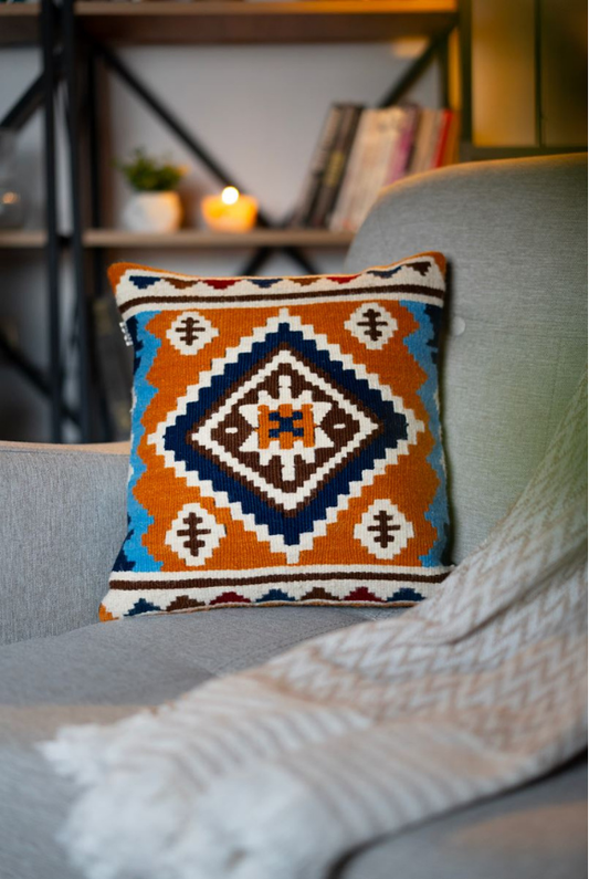 Hasat Derleme El Dokuması Kilim Yastık/Kırlent Kılıfı