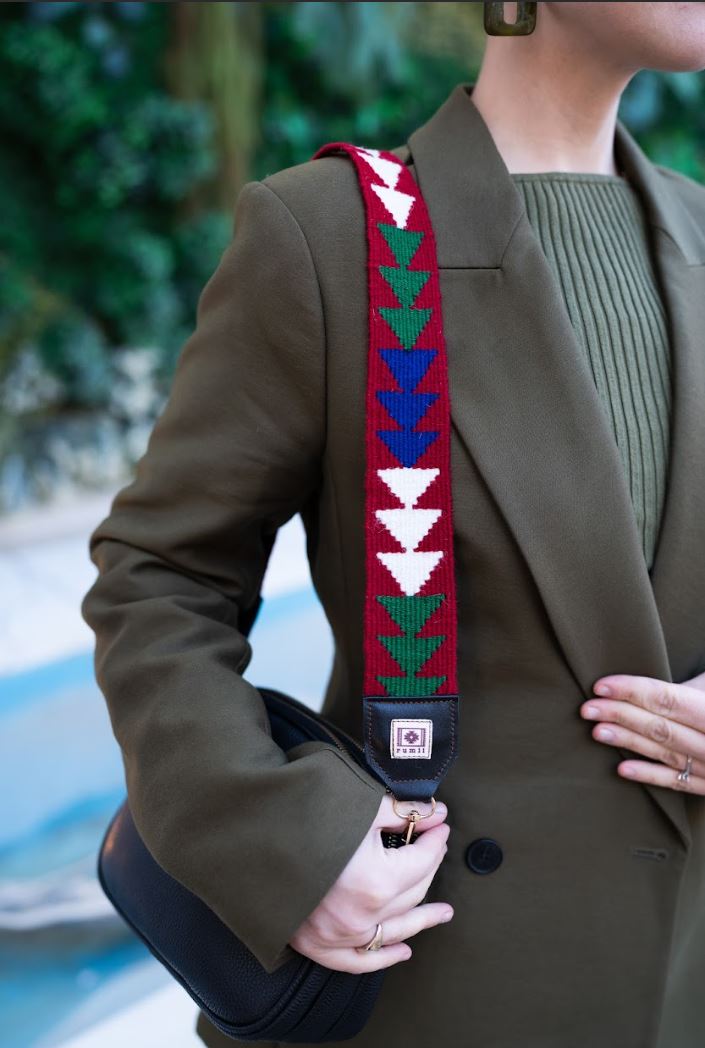 Hayat Ağacı Motifli El Dokuması Kilim Çanta Askısı