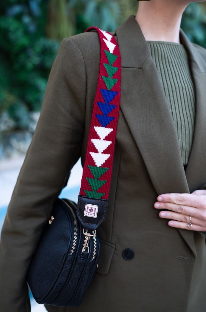 Hayat Ağacı Motifli El Dokuması Kilim Çanta Askısı